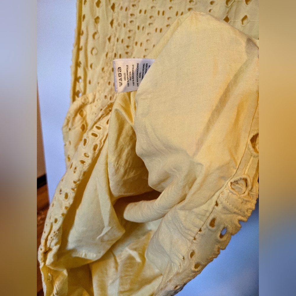 Cynthia Rowley Yellow Cotton Sleeveless Eyelet Sheath Dres sz 4 - Picture 9 of 13